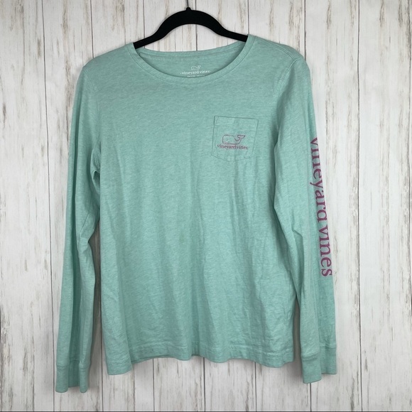 Vineyard Vines teal and pink long sleeve small - Picture 2 of 6